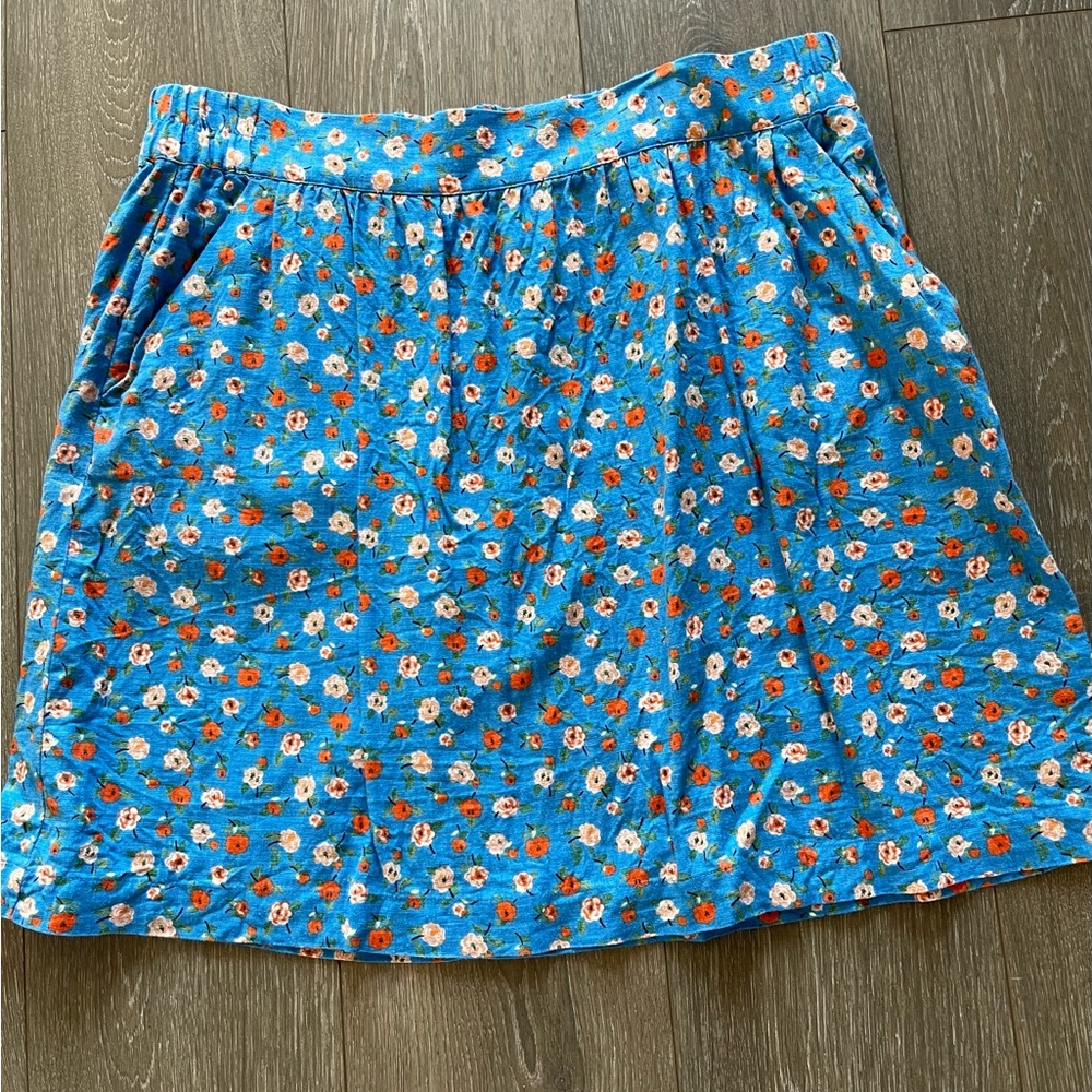 LOFT A-Line Blue Floral Skirt